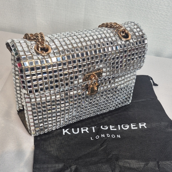Kurt Geiger Metallic Grid Shoulder Bag W/Dust Bag NWT - Picture 15 of 16